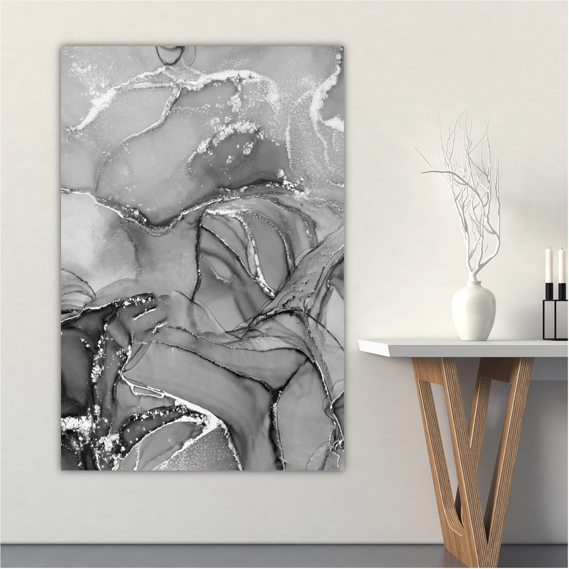 Charcoal Grey Wall Art Vertical Black and White Wall Art Etsy