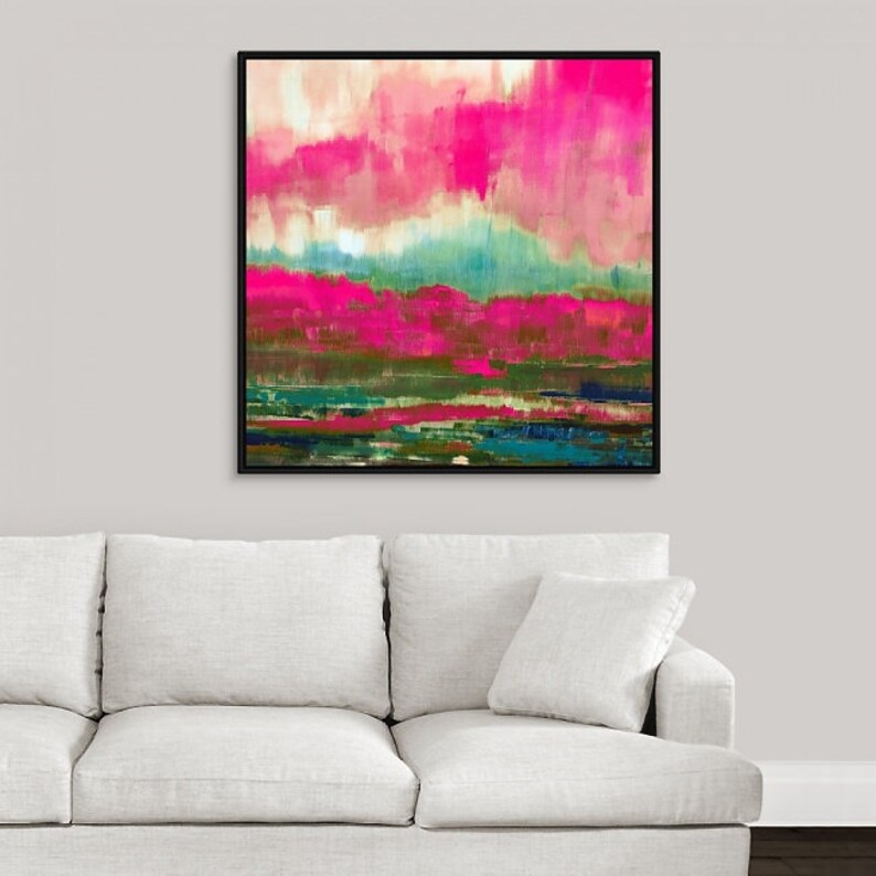 Hot Pink Wall Decor Hot Pink Abstract Hot Pink Wall Art Pink Etsy