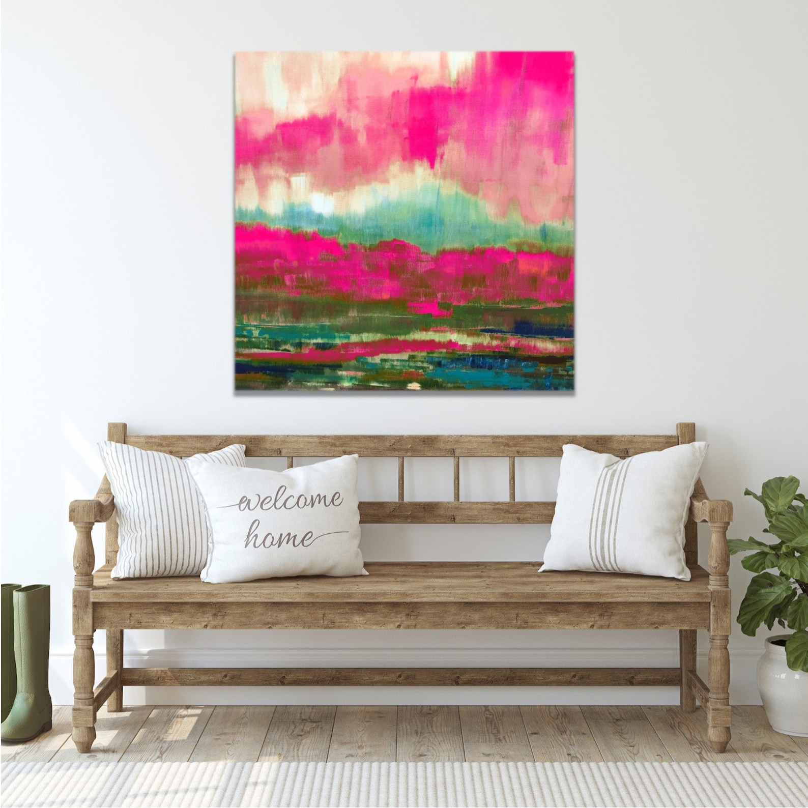 Hot Pink Wall Art Large Canvas Print Original Pink Painting Etsy