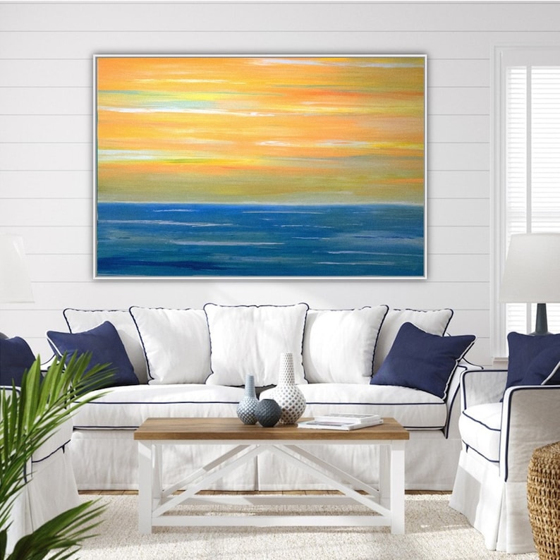 Modern Coastal Wall Art Canvas Print Bright Beach Print Etsy