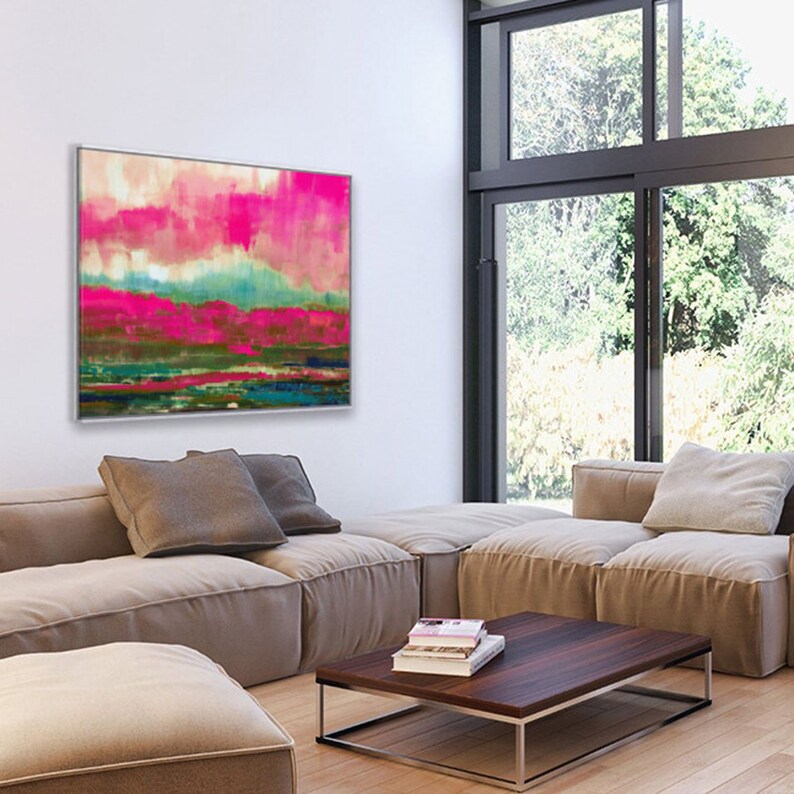 Hot Pink Wall Art Large Canvas Print Original Pink Painting Etsy