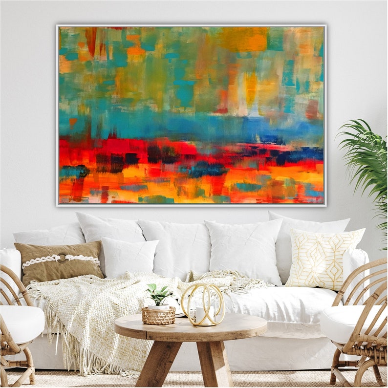Mid Century Modern Wall Art Large Framed Landscape Wall Art Etsy