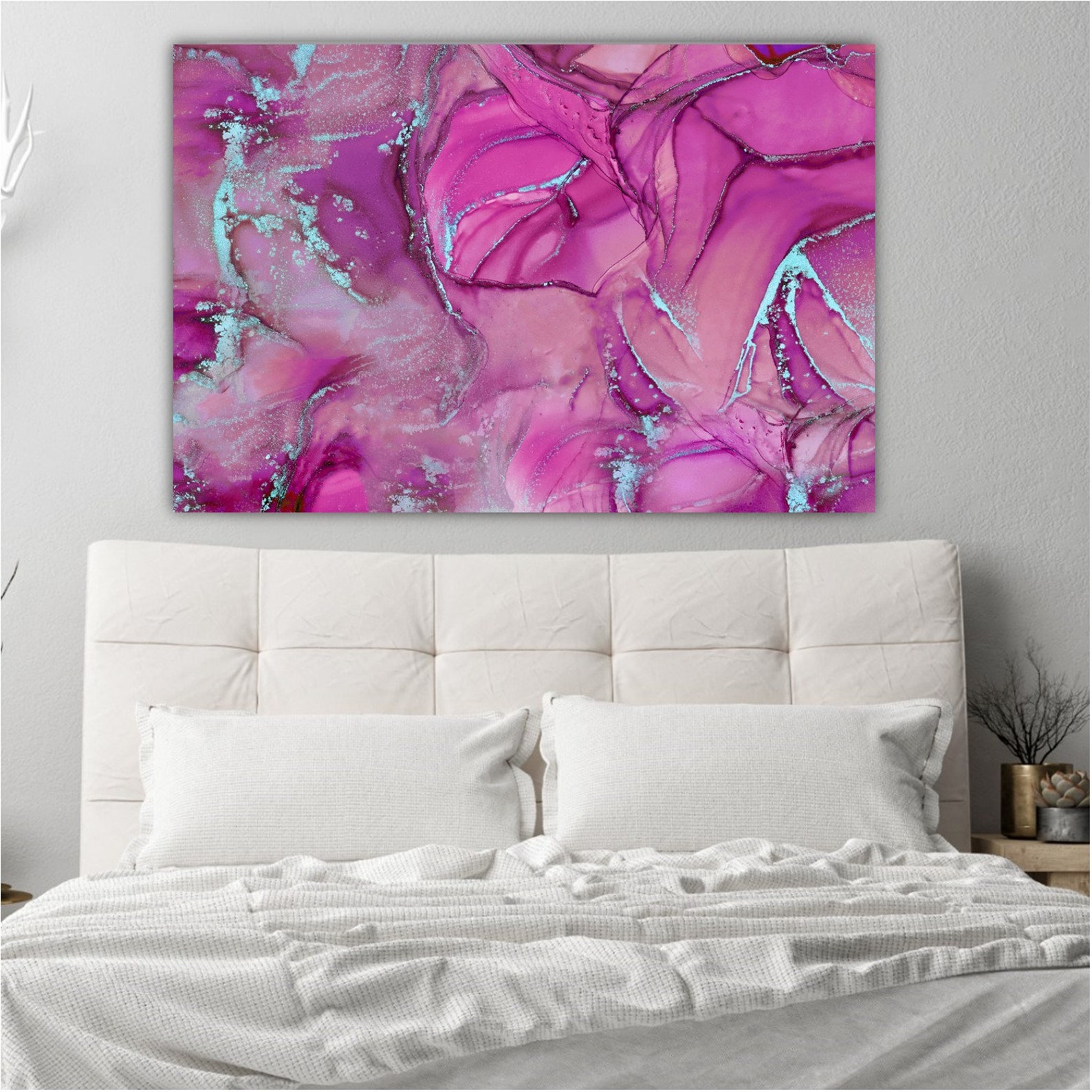 Hot Pink Wall Art Canvas Print Pink Wall Canvas Art Hot Pink Etsy