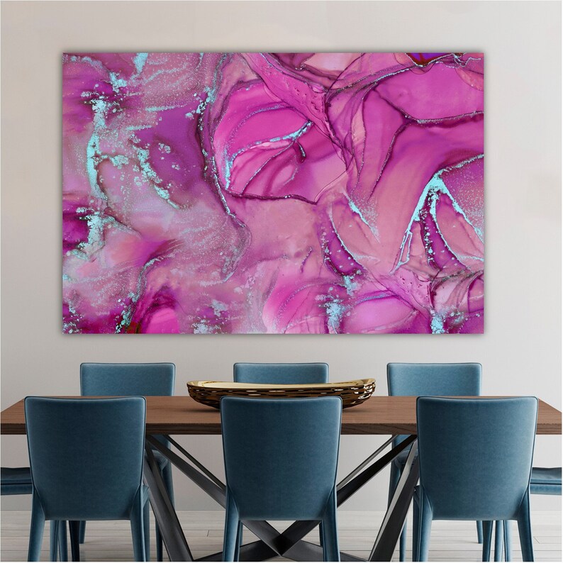 Hot Pink Wall Art Canvas Print Pink Wall Canvas Art Hot Pink Etsy