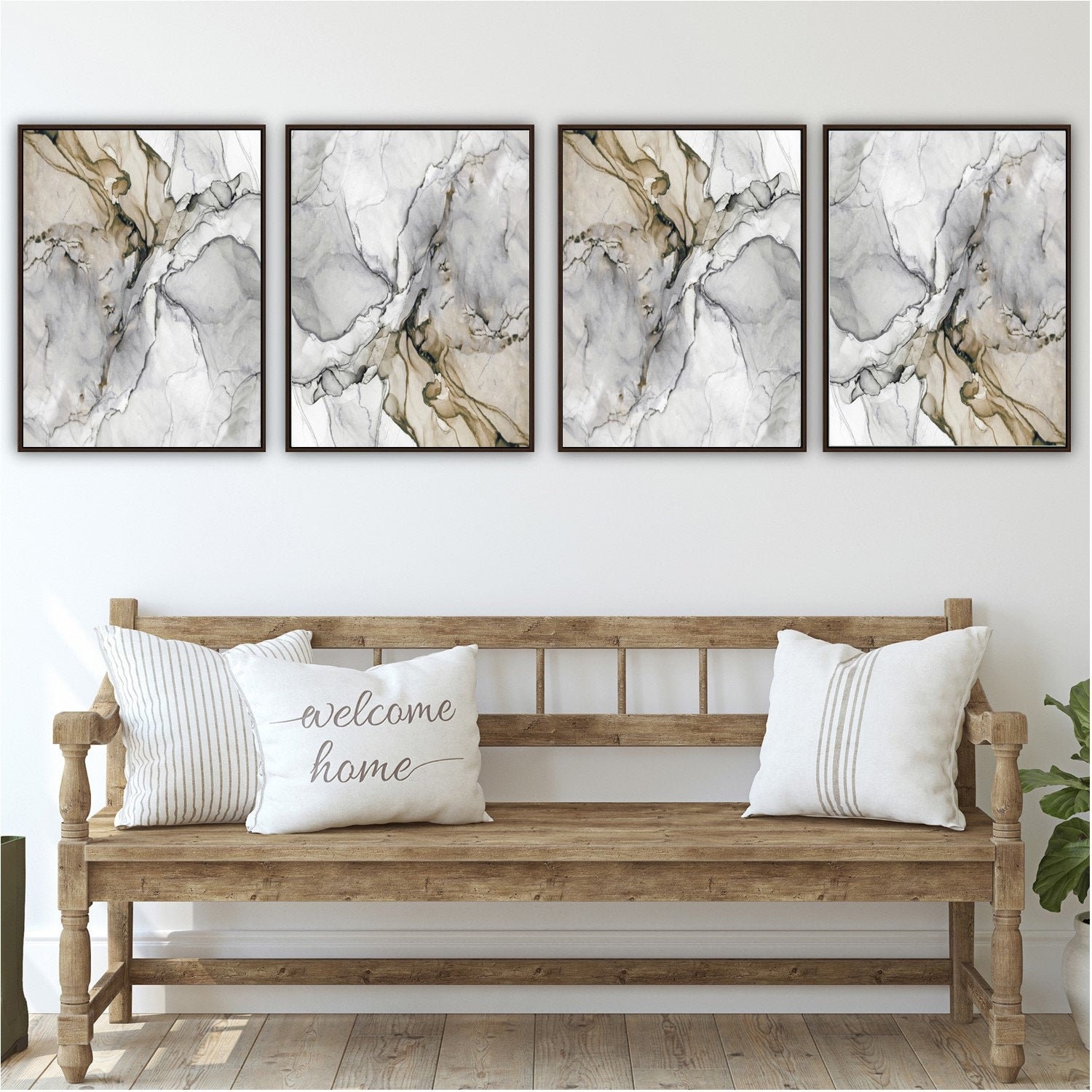 Framed Wall Art Set of 4 Canvas Prints Original Watercolor Etsy UK