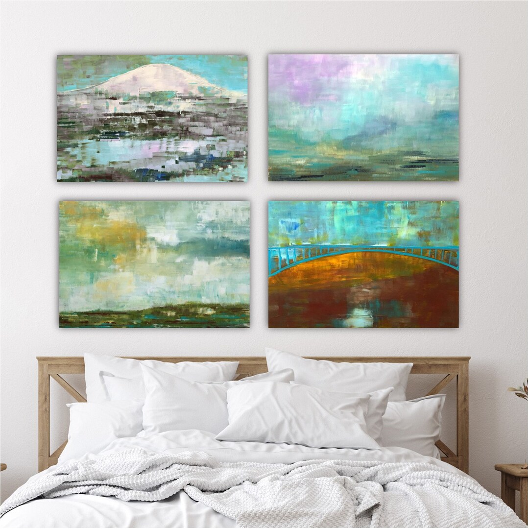 Framed Canvas Art Landscape Art Set of 4 Landscape Paintings Etsy.de