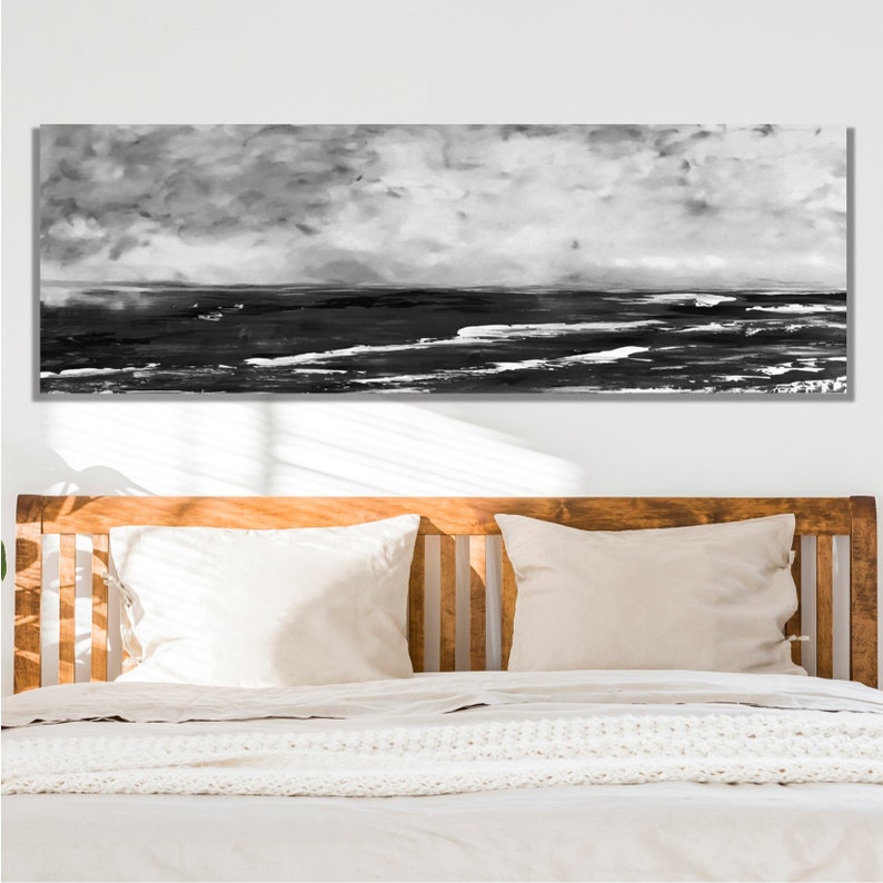 Large Wall Art Canvas Print Black and White Horizontal Wall Etsy