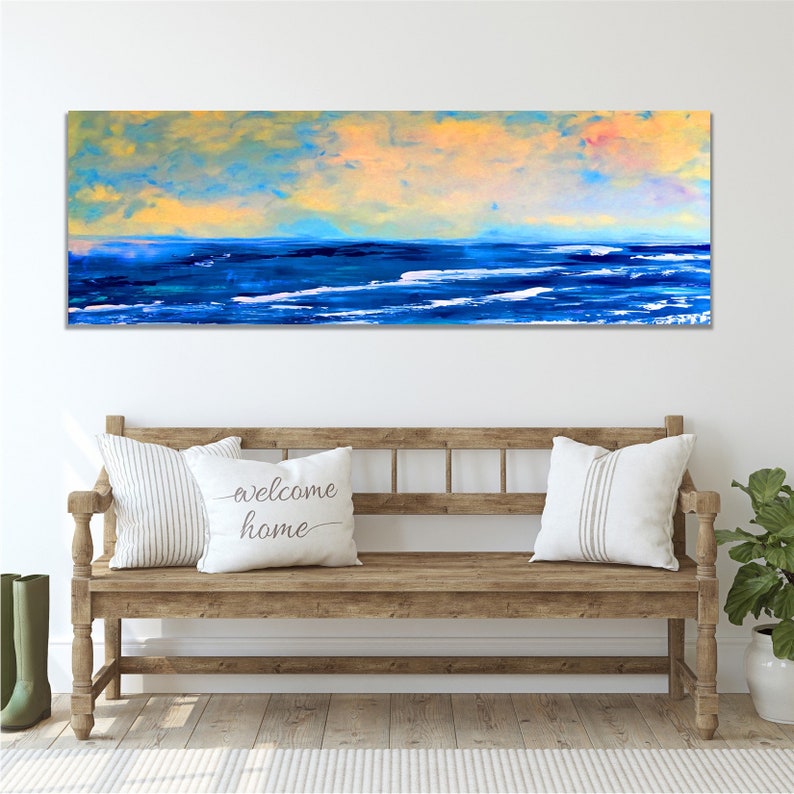 Long Beach Wall Art Framed Beach Print Horizontal Wall Art Etsy