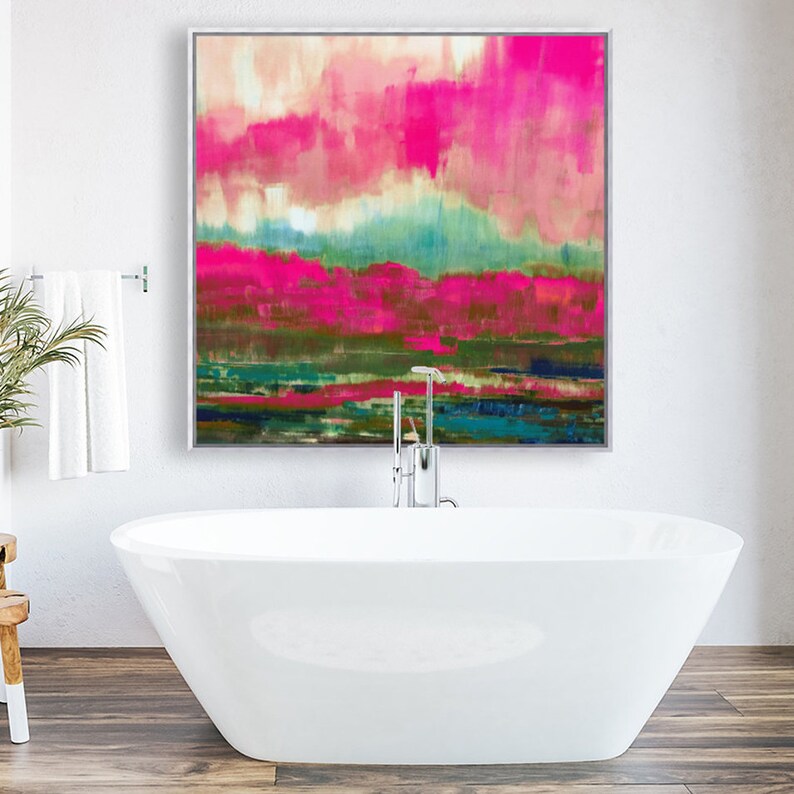 Hot Pink Wall Art Large Canvas Print Original Pink Painting Etsy