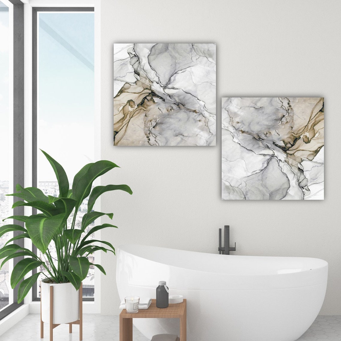 Marble Wall Decor Set of 2 Canvas Wall Art Prints Marble Wall | Etsy