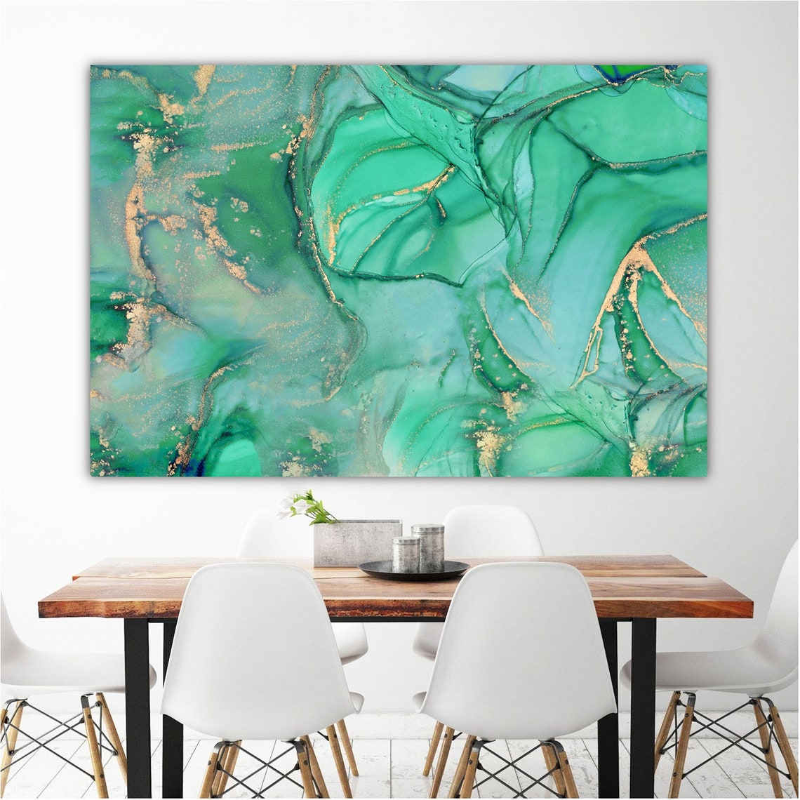 Emerald Green Wall Art Print Green and Gold Wall Art Enmarcado Etsy