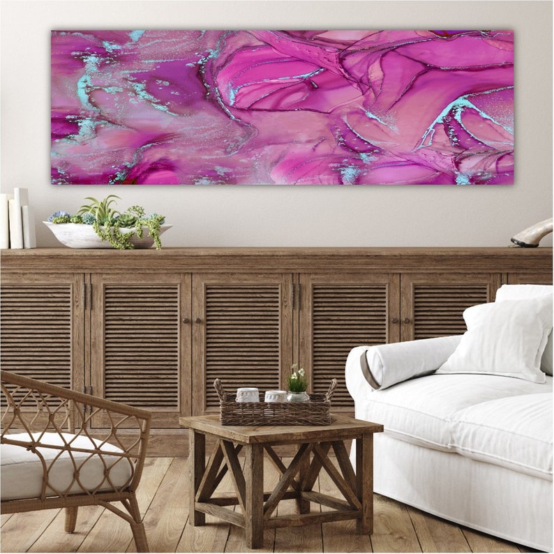 Hot Pink Wall Art Canvas Print Pink Wall Canvas Art Hot Pink Etsy