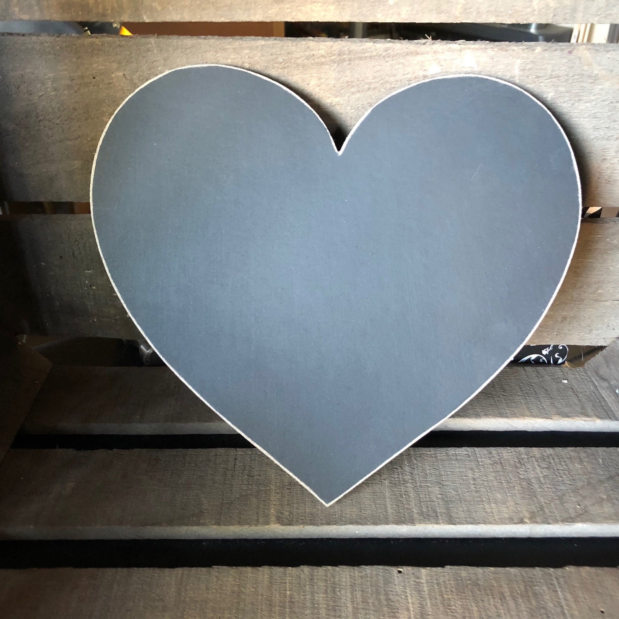 Rustic Heart Decor Black Heart With Distressed Gray Edges