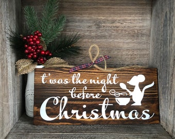 T'was The Night Before Christmas, Cute Sign, Mouse Stirring, Farmhouse Holiday, Wood Plank, Christmas Sign, Rustic Holiday Decor, Christmas
