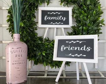 Chalkboard Style Sign, (1) Medium Easel, Friends, Family, Distressed Frame, Mantel, Farmhouse, Family Room, Wedding, Picture Ledge