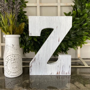 Rustic Distressed Initial Letters, (1) Thick Wood Letter, Stand Alone, Wall Decor, Whitewashed Rustic Letters, Mantel Decor, Farmhouse Decor