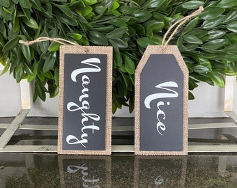 Rustic Tags, Naughty & Nice, Set of 2, Rustic Ornaments, Rustic Holiday Decor, Christmas Tree Ornaments, Farmhouse Christmas Decor