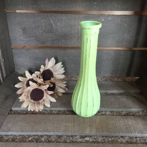 Rustic Distressed Tall Slim Vase, Honeydew Melon Green, Farmhouse Decor, Shabby Chic Decor, Light Green, Bright Green Decor, Tall Vase image 8