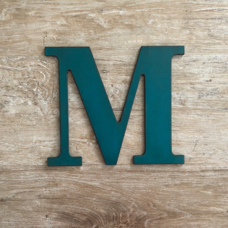 Rustic Teal Letters Custom Wall Decor Distressed Initial Farmhouse A B C D E F G H I J K L M N O P Q R S T U V W X Y Z
