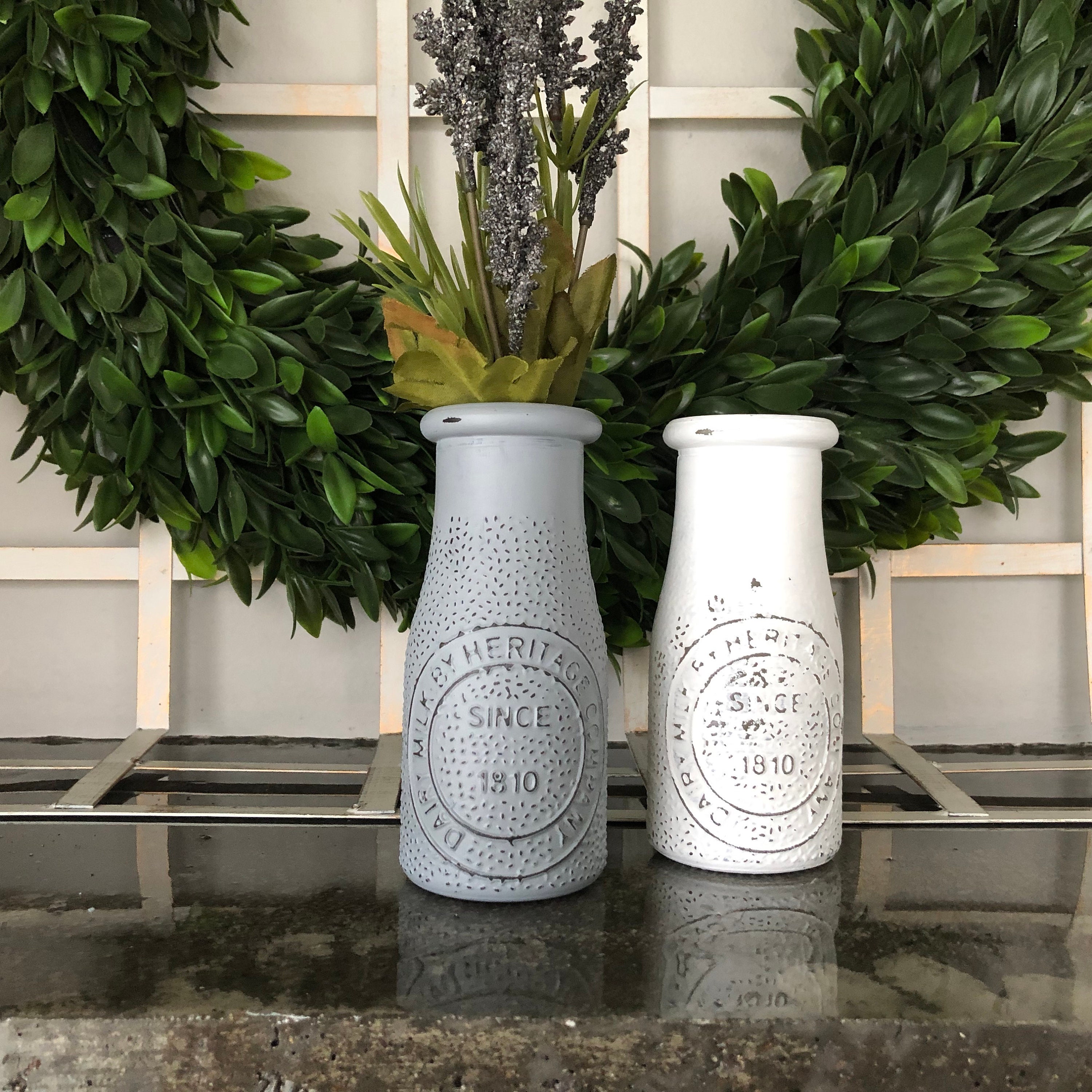 Rustic Gray Milk Jug, Distressed Heritage Dairy Bottle