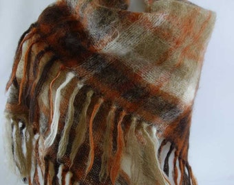 Luxurious Charisma MOHAIR Shawl Poncho Wrap Scarf Made in England Shades of brown