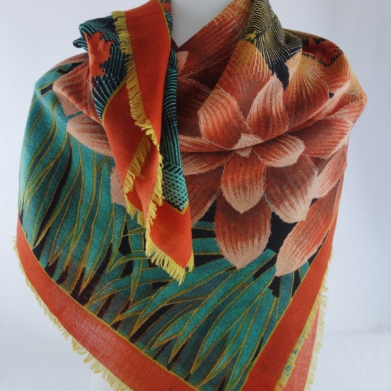 Stunning Wool Shawl Wrap Scarf, DA MAREN , Tropic… - image 6