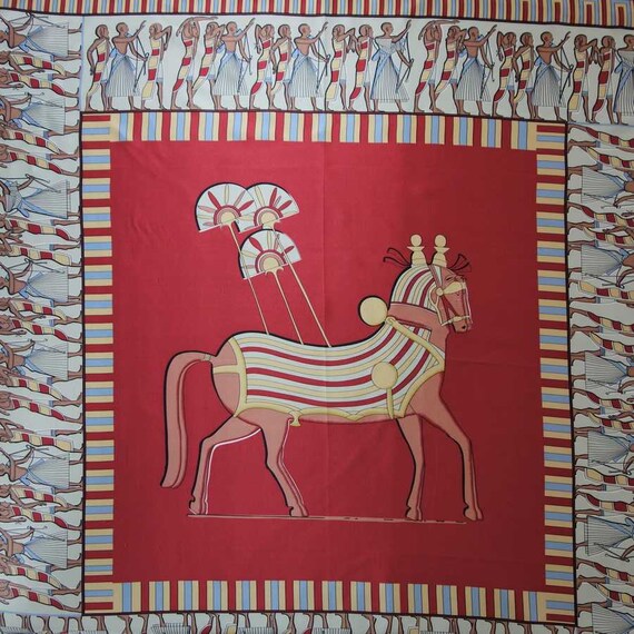 New 100% Silk Oblong Scarf Art Painting Horses Salmon New 100% Silk Oblong Scarf Art Painting Horses Salmon