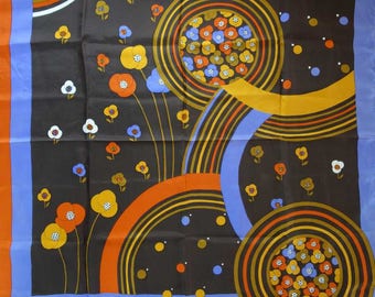 CARUSO Made in Italy SILK Twill Scarf Hand Rolled Hem 33" Abstract Modernist Psychedelic Circles