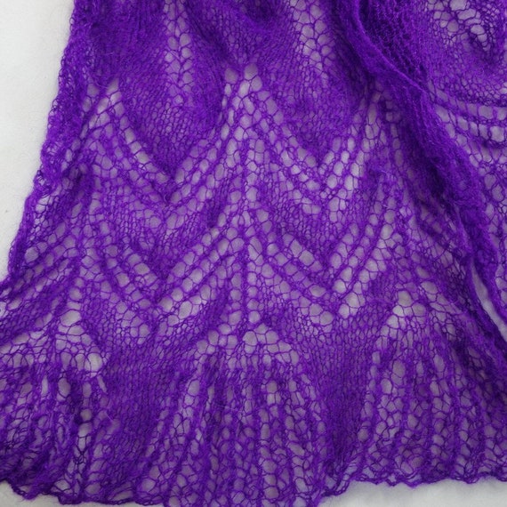 Artisan Hand Knitted KID MOHAIR Lacy Wool Scarf S… - image 2