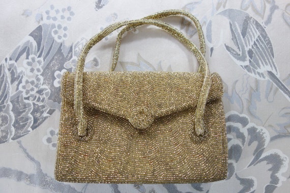 Vintage Beaged Bag Handbag Purse Richere by Walbo… - image 1