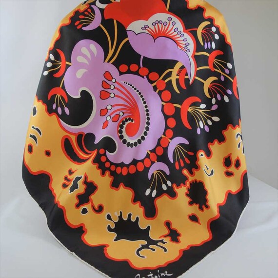 Antoine SILK Scarf 30" Hand Rolled Hem Bold Abstract … Gem