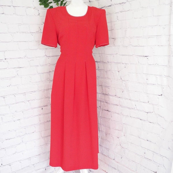 Kathy Lee 90s Vintage Red Polka Dot Maxi Dress Back Tie Size Large