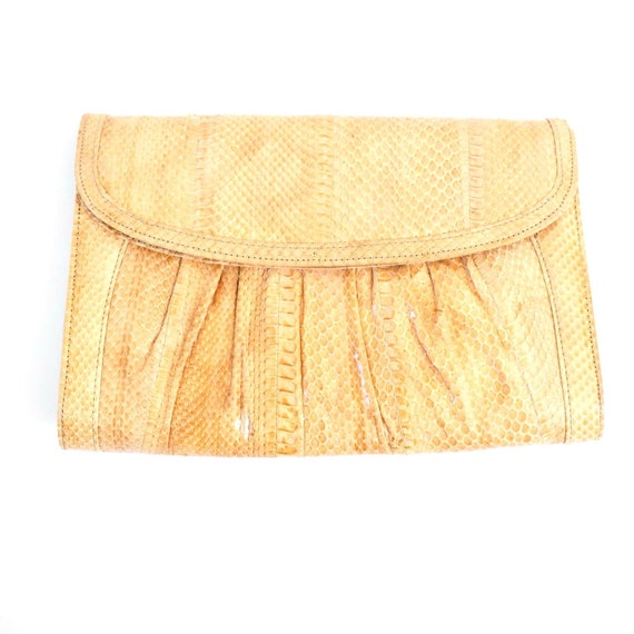 Vintage J Reneè Faux Snake Skin Tan Clutch With St