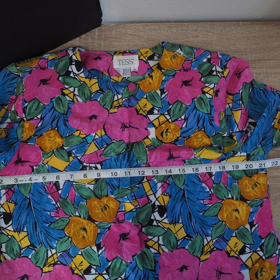 Tess 80s 90s Vintage Floral Short Sleeve Top Blou… - image 3