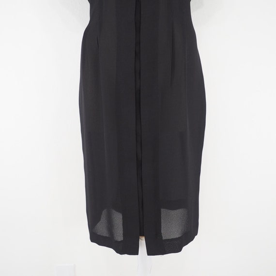 90s Vintage Black Dress Cheongsam Short Sleeve Mi… - image 5