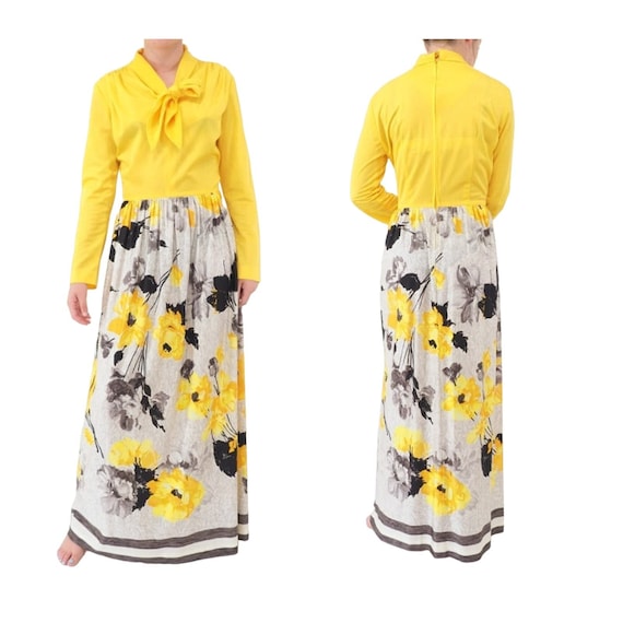 60s 70s Vintage Maxi Hostess Dress Miss Eileen Ye… - image 1