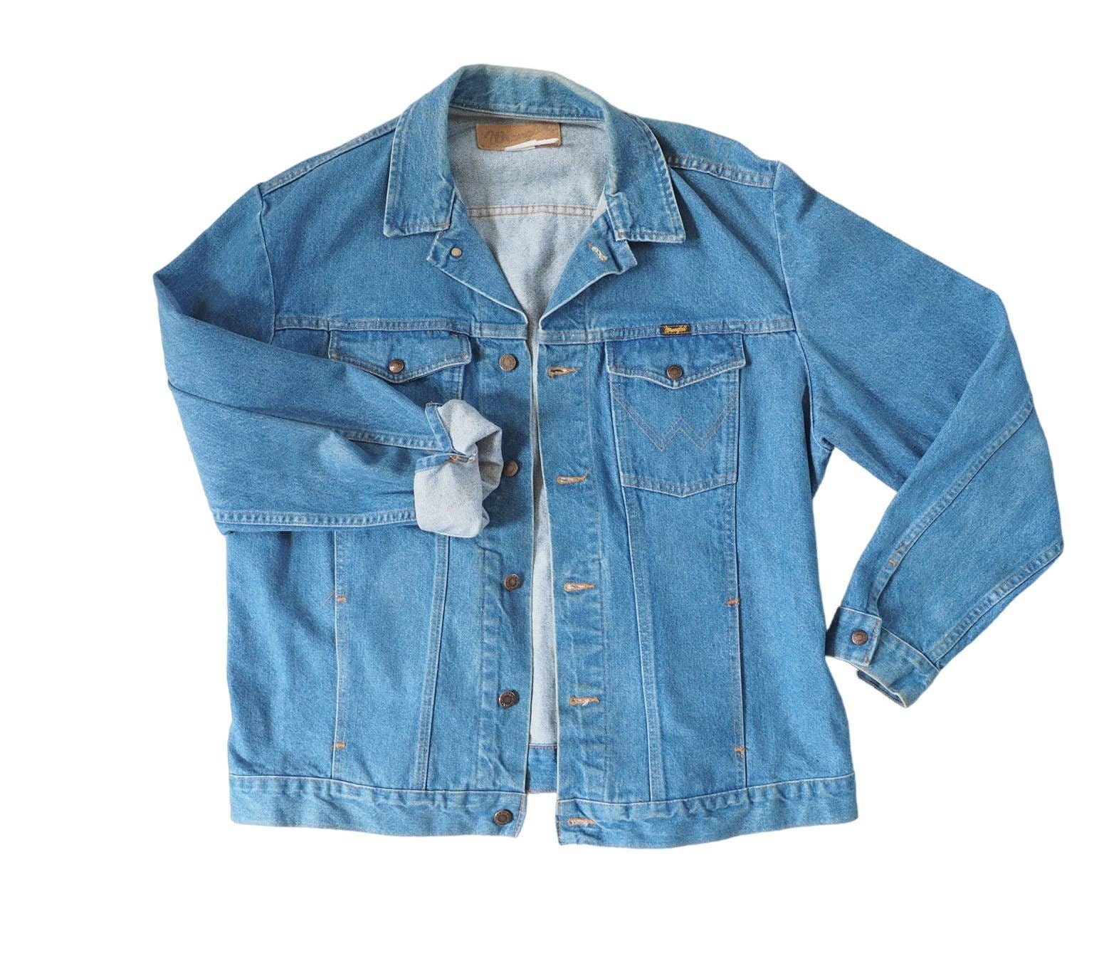 XL Men's 1980s Denim Jacket - 80s Dark Indigo Blue Jean Preppy