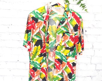 Vintage Tropical Hawaiian Beach Shirt Kurzarm Top Größe Medium von Impulse