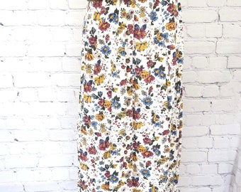 Ensemble jupe et haut à fleurs vintage maxi jupe boutonnée sur le devant taille grand cerf blanc