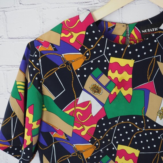 80s/90s Vintage Retro Abstract Top Womens Size M/… - image 3
