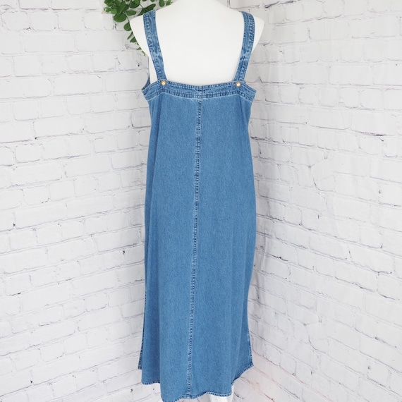 Agapo 90s Vintage Denim Jean Overall Dress With P… - image 3