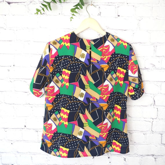 80s/90s Vintage Retro Abstract Top Womens Size M/… - image 2