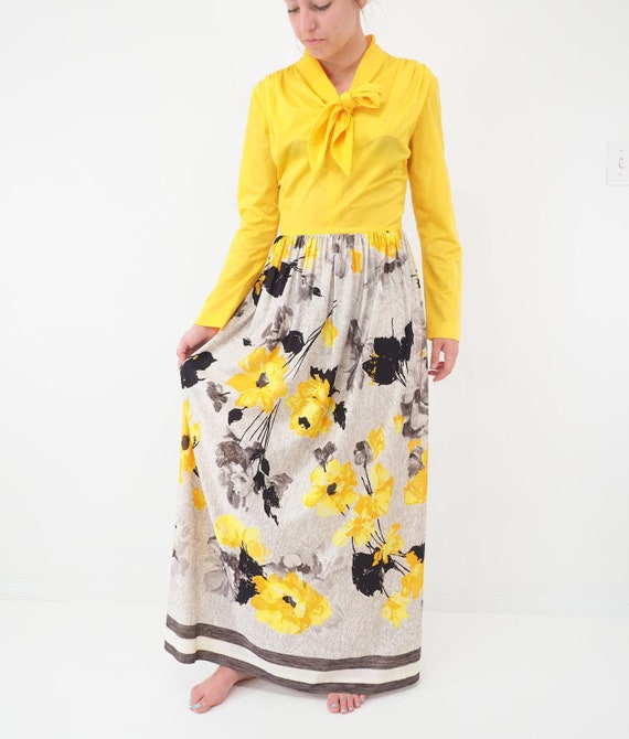 60s 70s Vintage Maxi Hostess Dress Miss Eileen Ye… - image 3