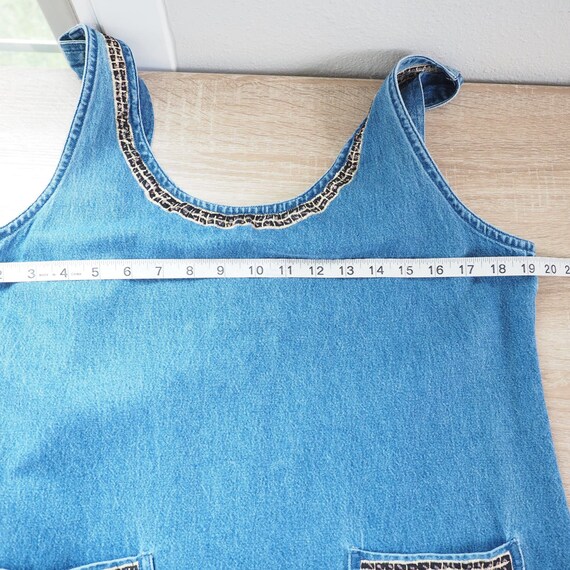 Agapo 90s Vintage Denim Jean Overall Dress With P… - image 5