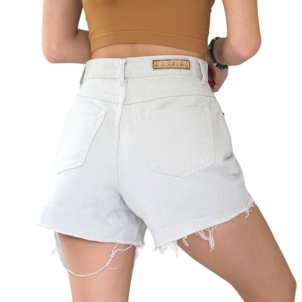 90s Vintage Bill Blass Beige Jean Shorts Cut Offs Relaxed Loose Size 4 Waist 27