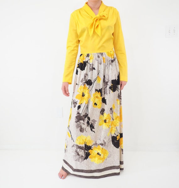 60s 70s Vintage Maxi Hostess Dress Miss Eileen Ye… - image 2