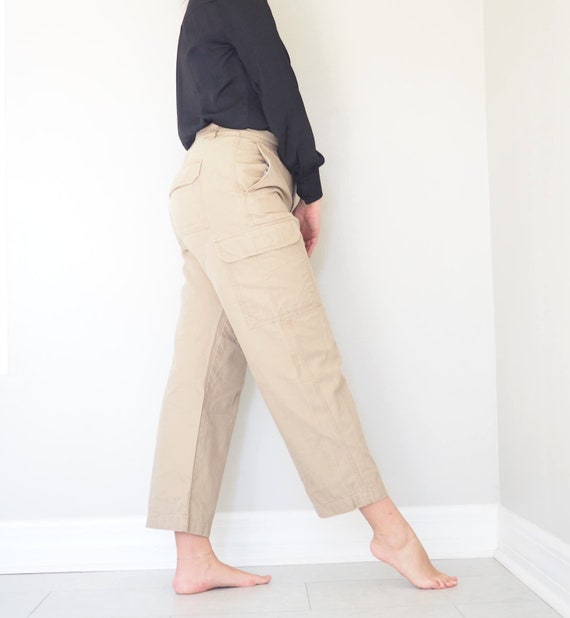 Vintage Wide Leg Baggy Cargo Khaki Jeans Women's … - image 4