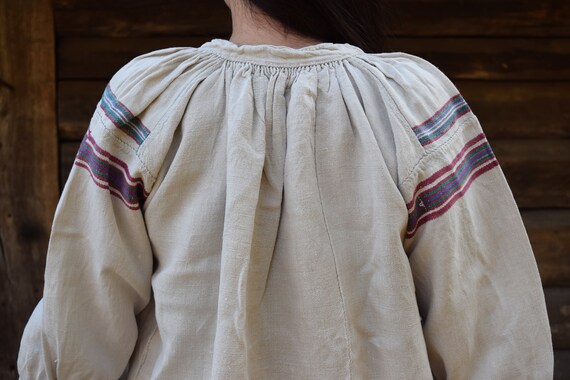 Ancient Ukrainian handmade hemp dress, vintage Ukr