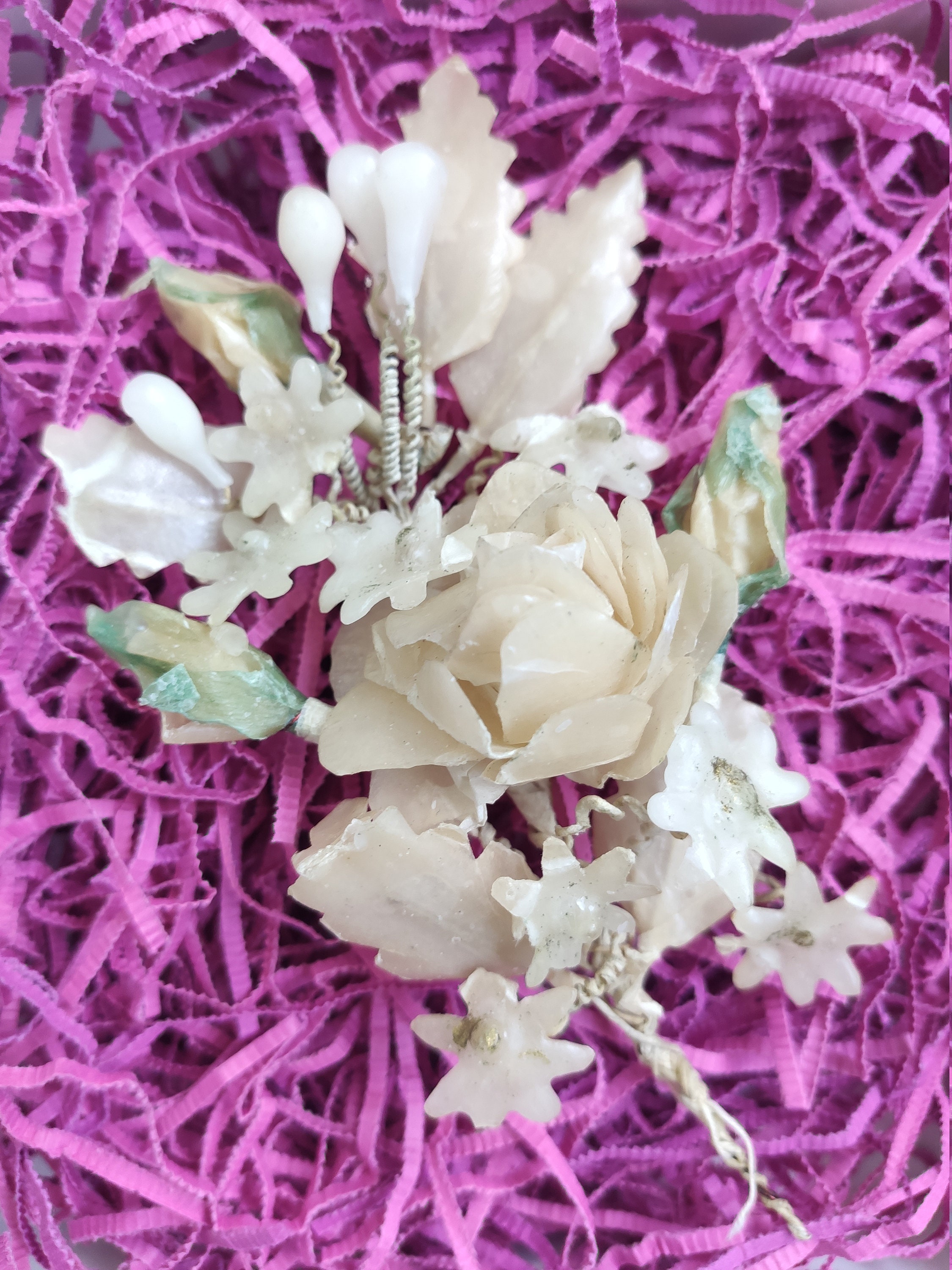 Gift for her antique wax wedding bouquet 1900s vintage wax Etsy