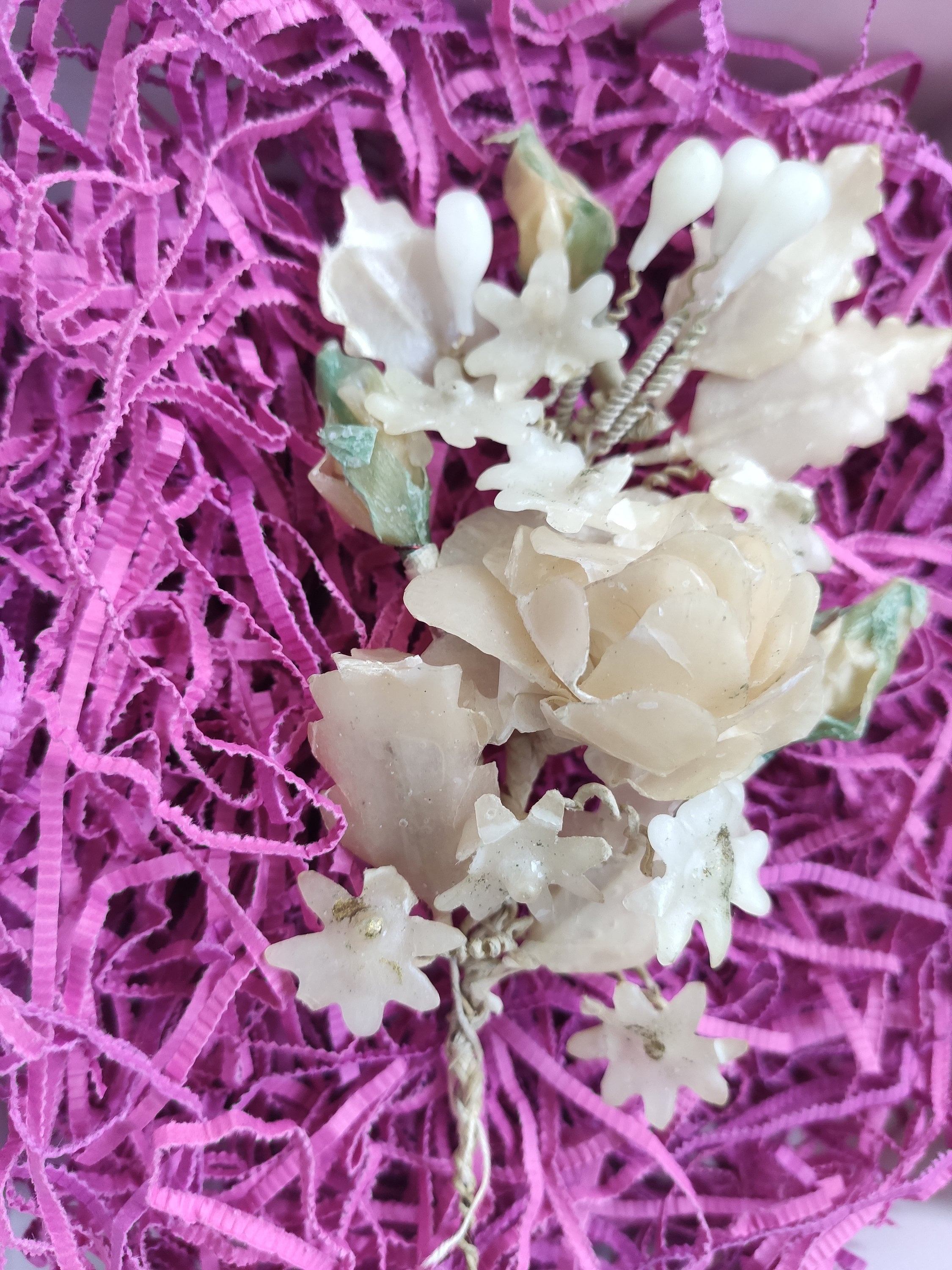 Gift for her antique wax wedding bouquet 1900s vintage wax Etsy